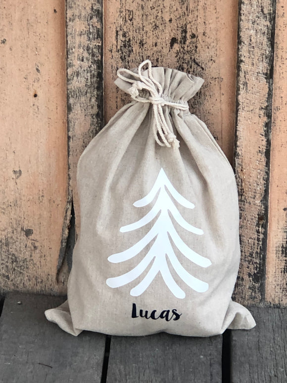 Santa Sacks Christmas Tree - Natural Linen/Cotton Medium Size