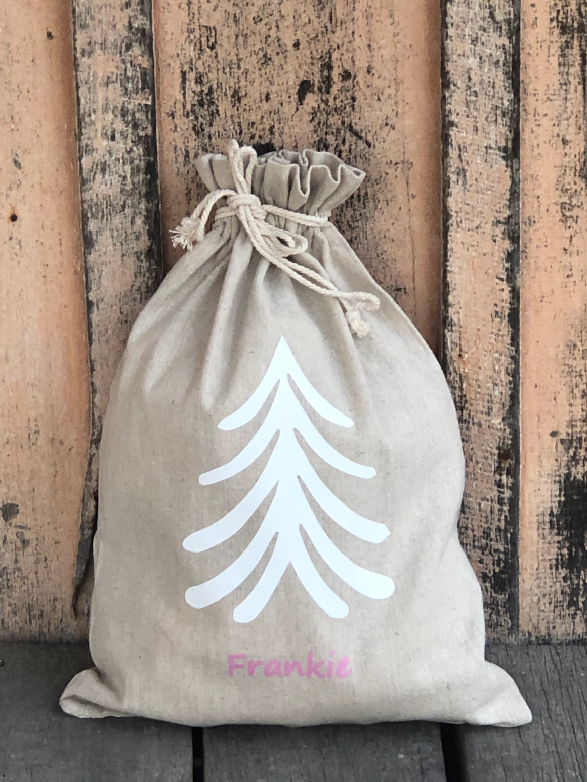 Santa Sacks Christmas Tree - Natural Linen/Cotton Medium Size